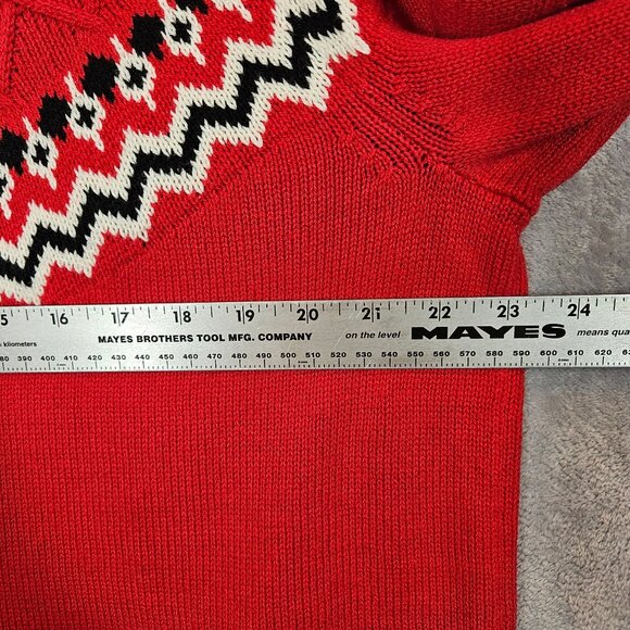 Style & Co Red Fair Isle Knit Sweater 2X Cotton Blend casual office Bold Party - Picture 6 of 12